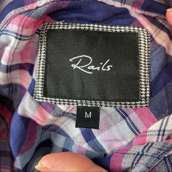 Rails Carmen Plaid Rayon Button Down Top - Picture 8 of 9